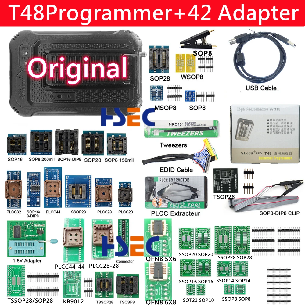 Newest Original t48 programmer xgecuTL866II Plus Universal TL866 nand flash AVR PIC Bios USB programmer adapters socket CH341A