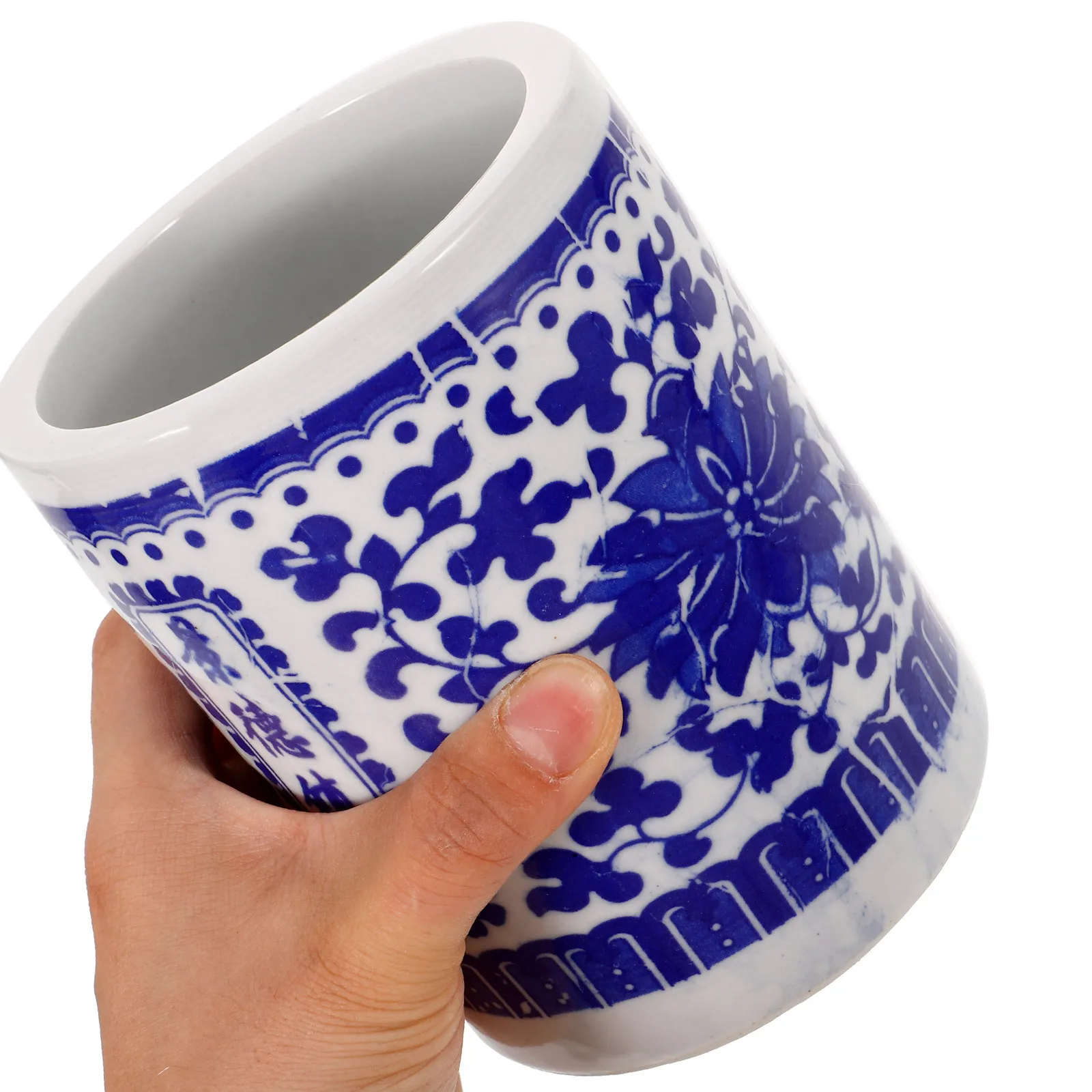 Desktop Ceramic Calligraphy Pen Holder Office Pencil Cup Brush Organizer Makeup Tool Holder Stationery Storage