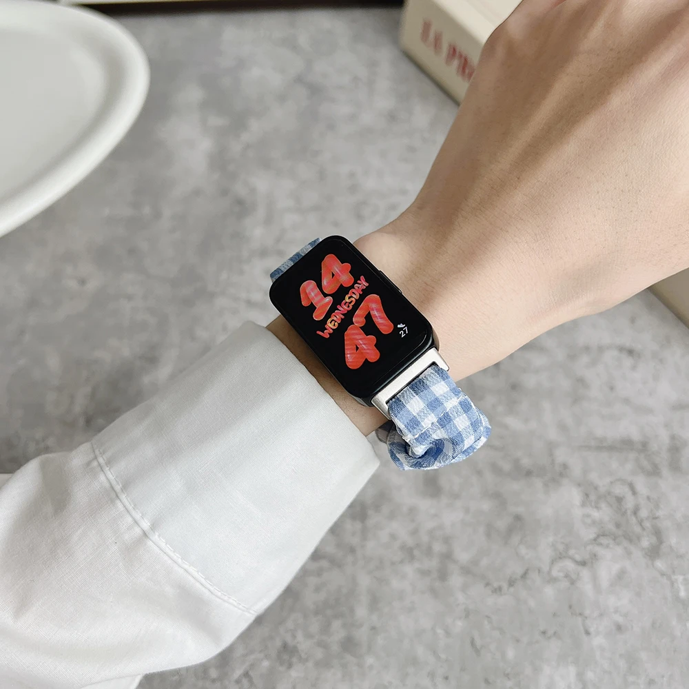 المطبوعة النسيج Scrunchies سوار لهواوي الفرقة 10/ الفرقة 9/الفرقة 8 حزام القماش معصمه سوار المرأة مطاطا حزام الساعات