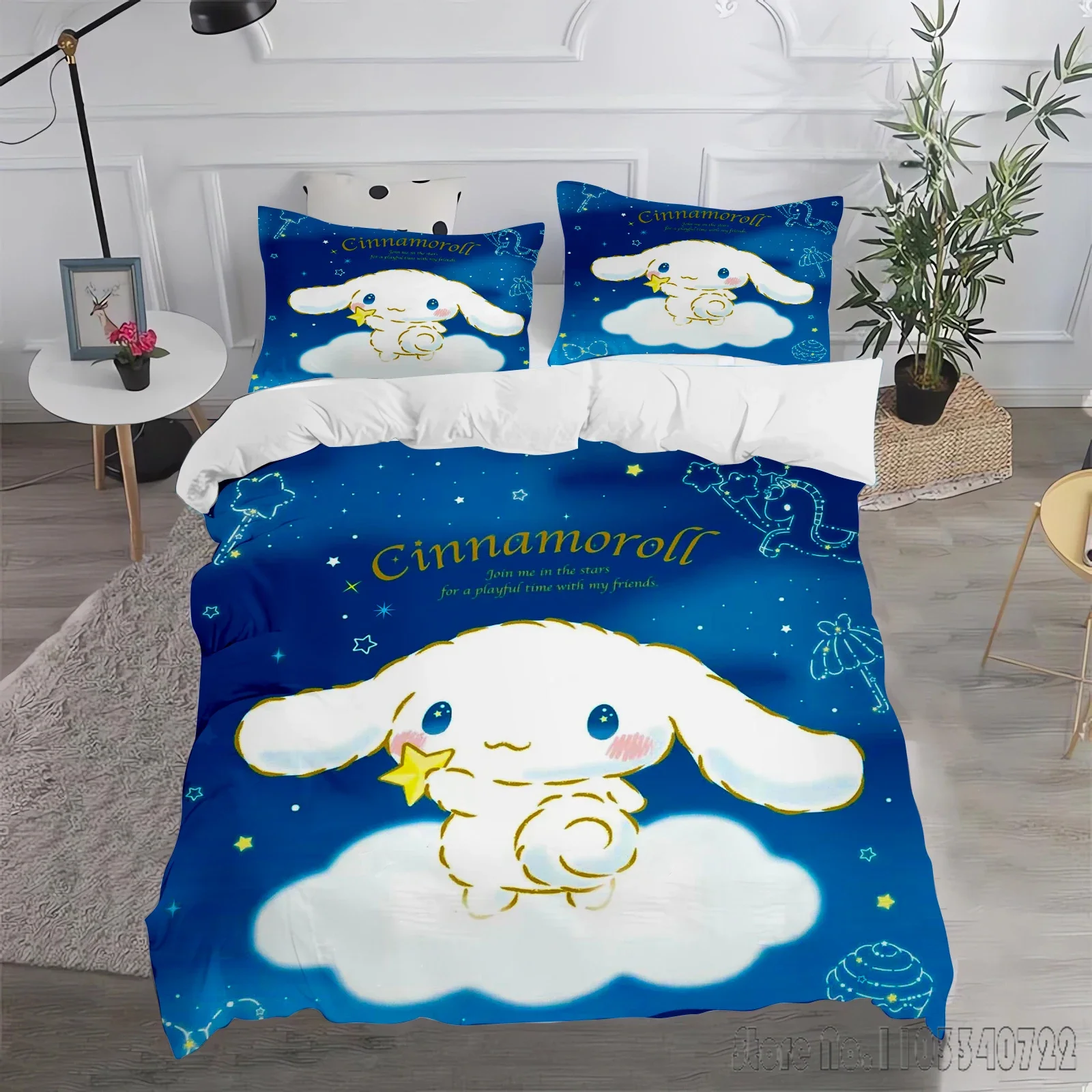 Cinnamoroll Anime Cartoon Love Child Duvet Cover Set HD Comforter Cover Bedclothes for Kids Bedding Sets Bedroom Decor