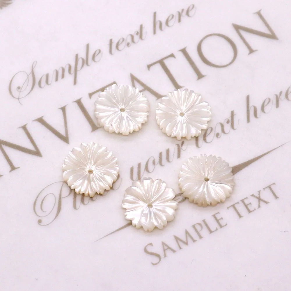 10/12mm Natural Mother of Pearl Shell Beads Flower Shape Handmade Loose Beads for DIY Necklace Gifts Jewelry Making Accessories
