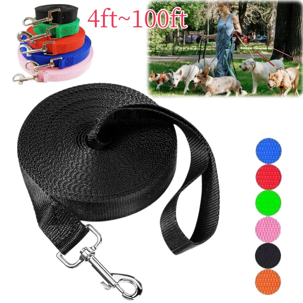 4ft-100ft Long Dog Leash Nylon Dog Leashes For Dog Pet Training Traction Rope Puppy Extended Outdoor Walking Dog Accessories