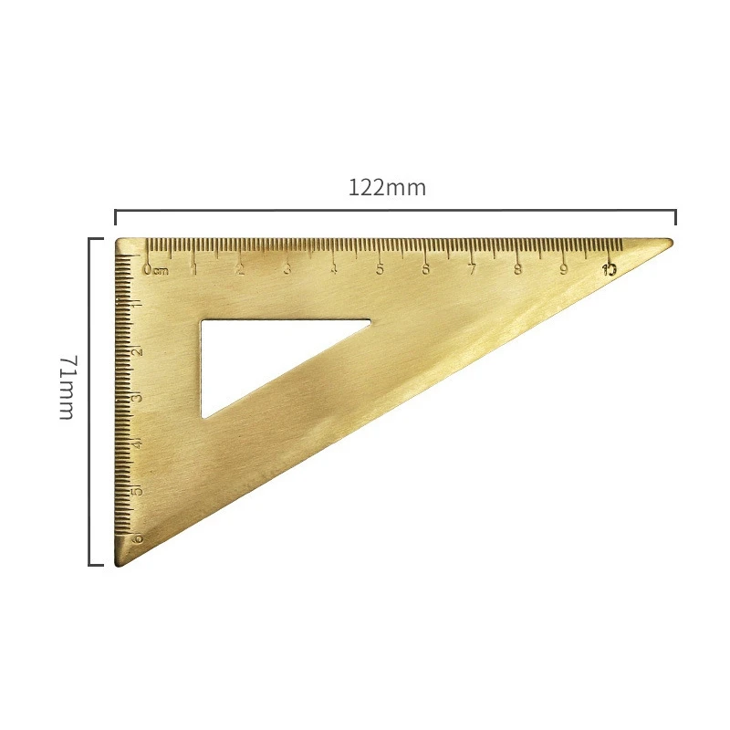 HJ-4Pcs Measuring Ruler Set Drawing Instruments Include Brass Protractor Isosceles Right Angle Triple-Cornered Ruler