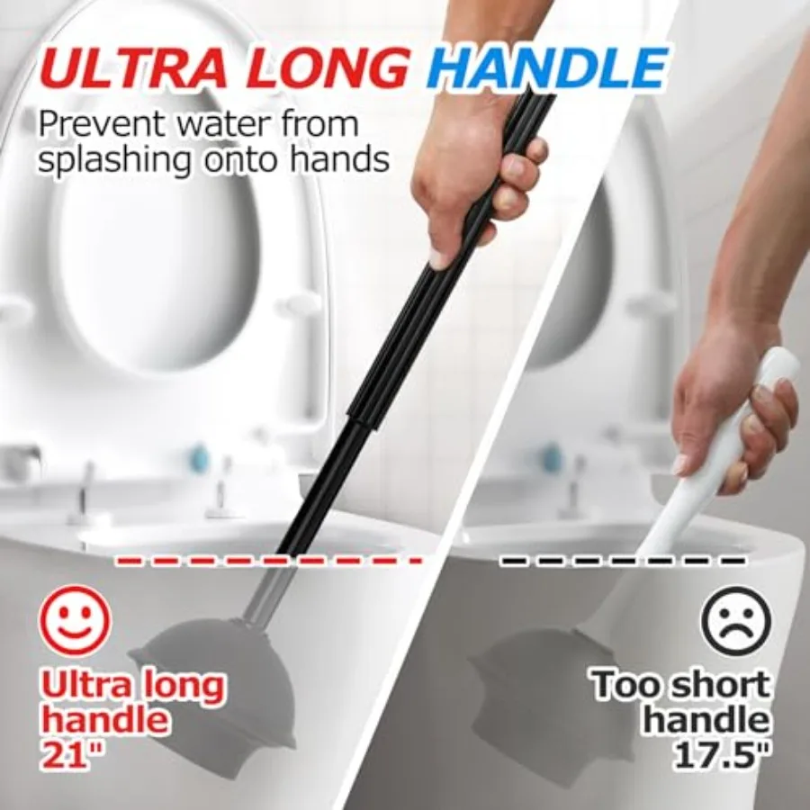 2in1 Toilet Brush and Plunger Set - Bathroom Bowl Holder Combo 21