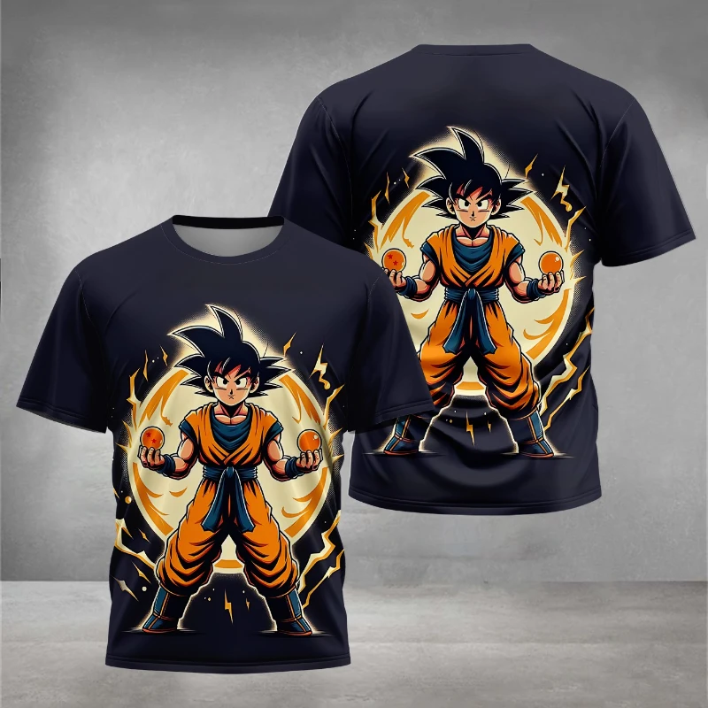 

2025 summer best-selling anime Dragon Ball Wukong Super Saiyan 3D printed Kids/AdultsT-shirt oversized casual quick-drying top