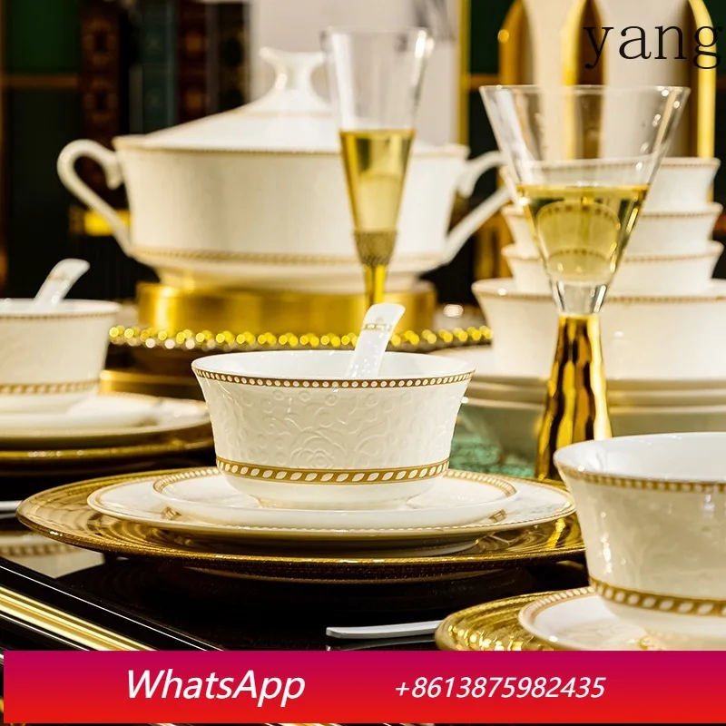 LMM Home Gift Embossed Ceramic Bowls and Saucers Combo Complete Set