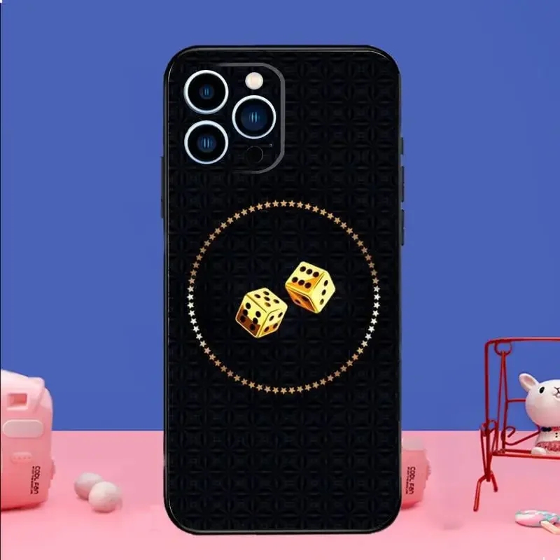 Lucky Dice Phone Case For iPhone 15 14 13 12 11 Pro Max Xs Xr X 7 8 Plus 12 13 Mini Silicone Black Cover