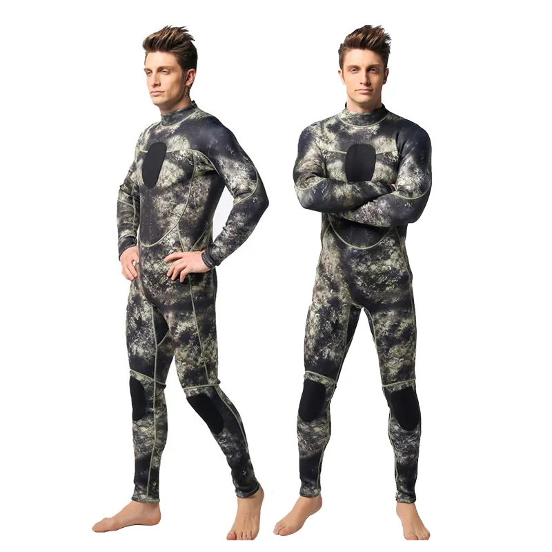 Men\'s Camouflage 3mm Neoprene Diving Suit Back Zip Long Sleeves Plus Size Spearfishing Men Wetsuit for Surfing