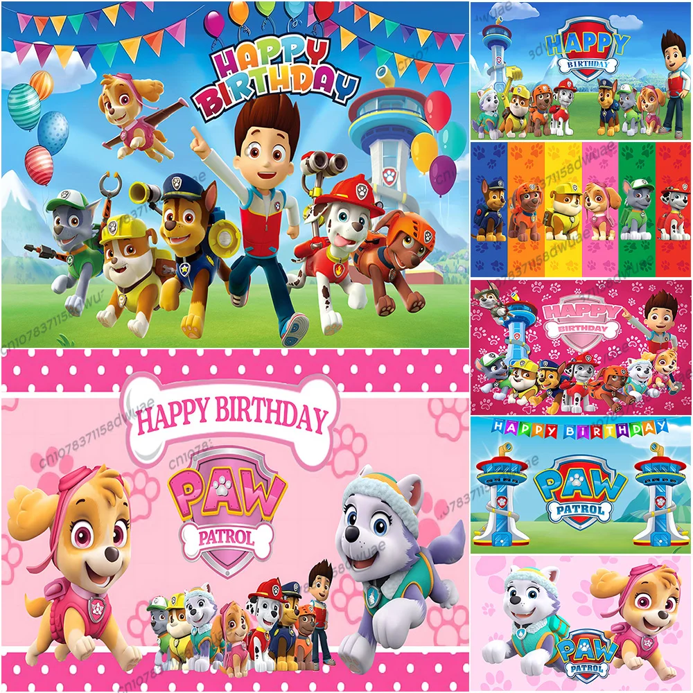 

Paw Patrol Baby Shower Photo Backdrop Birthday Party Photo Background Party Photography Backdrop