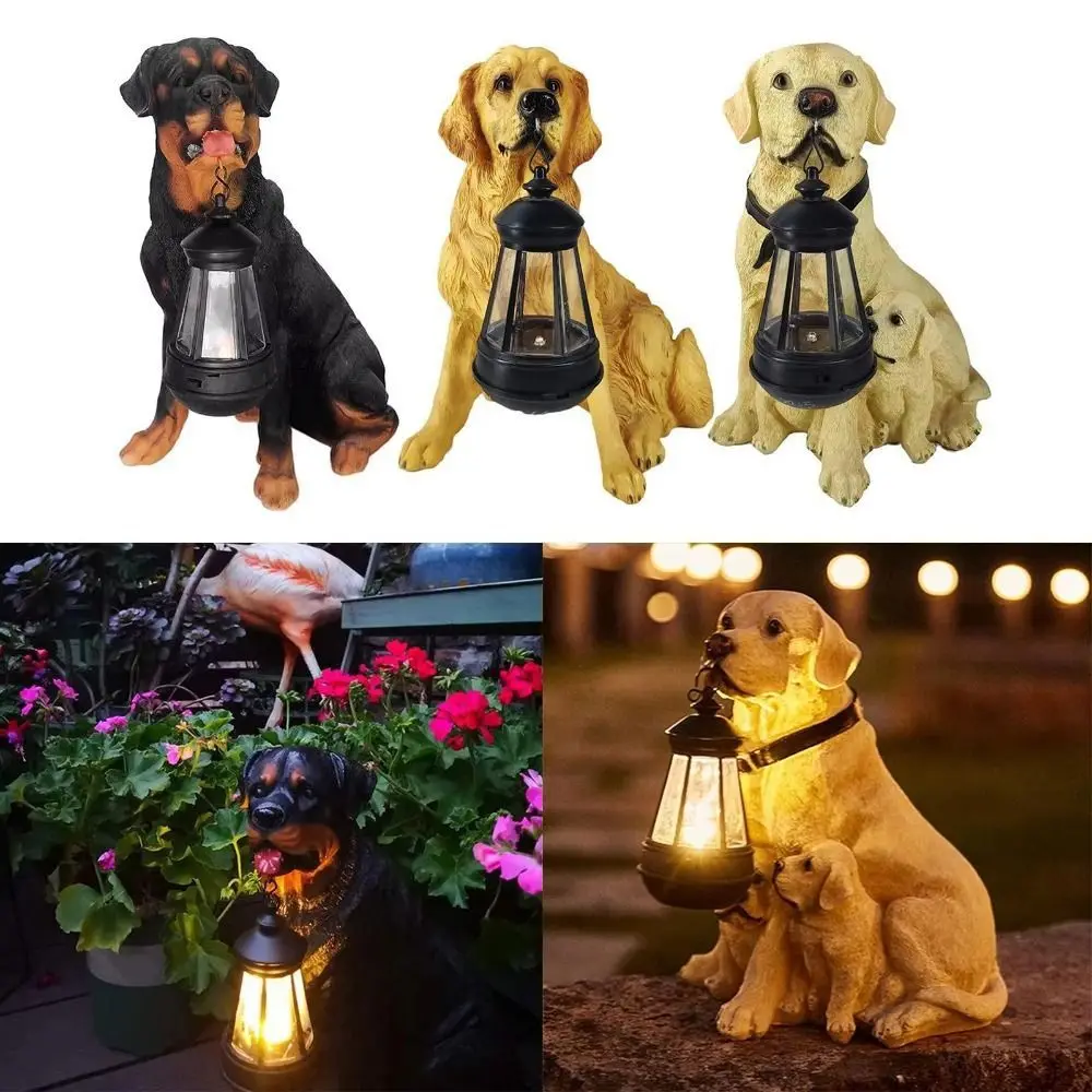 

Creative Resin Dog Sculpture Waterproof Windproof Puppy Resin Light Decorative Rustic Design Outdoor Dog Sculpture Balcony Decor