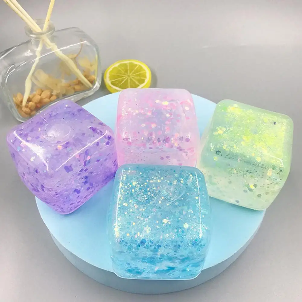 Eco-friendly Ice Cube Squeeze Toy Novelty Decompression Toy Square Cube Ice Cube Squishes Stress Relief Toy  Anti-stress