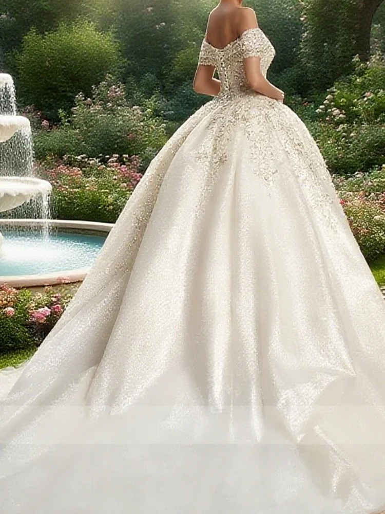 Robe de bal de luxe chérie perles broderie exquise princesse robe de mariée robe robes de mariée