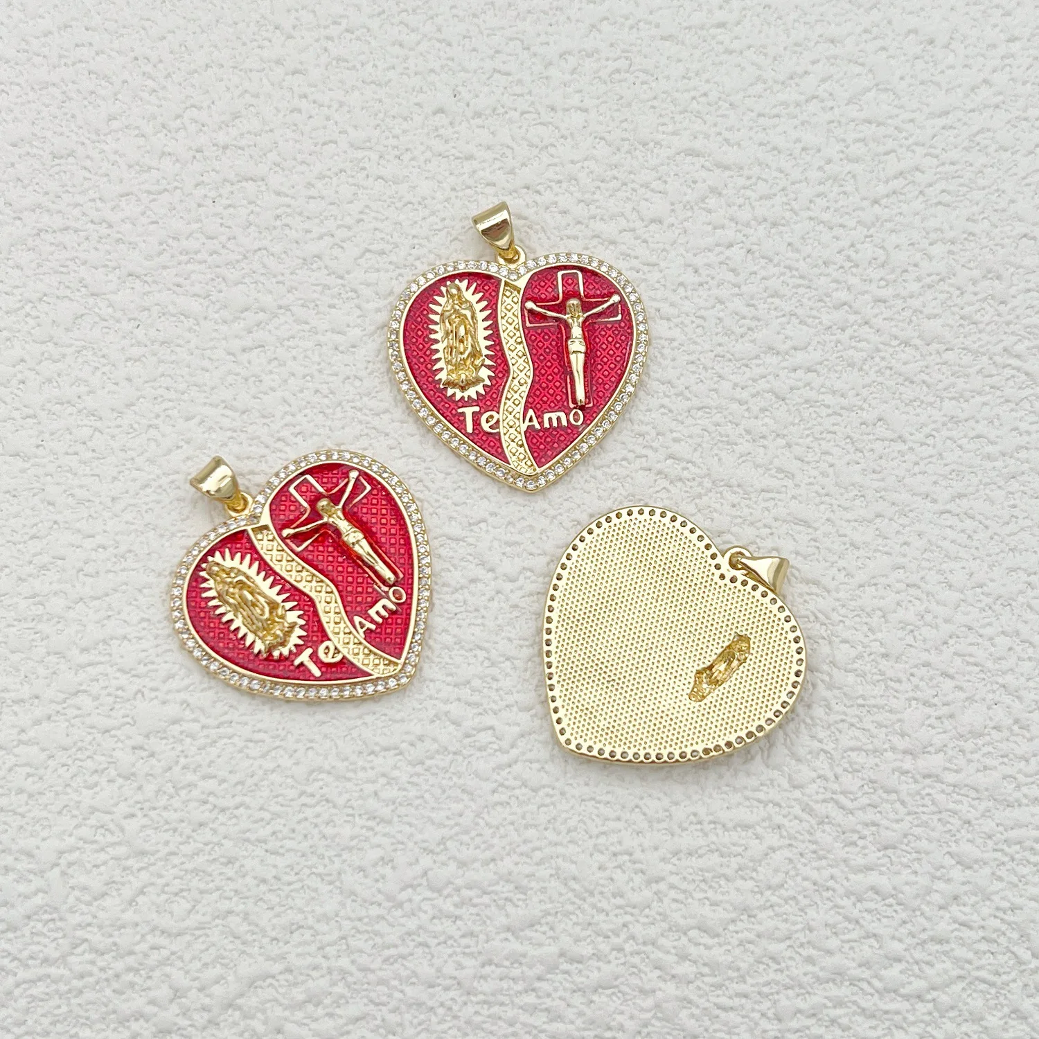 5 Pieces European and American Red Virgin Mary Cross Pendant Accessories DIY Pearl Necklace Jewelry Making Materials Wholesale