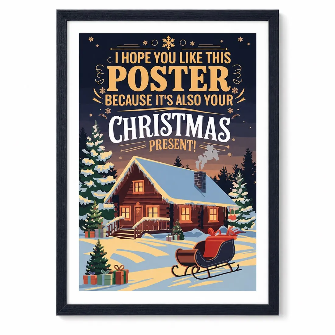Christmas Cabin Poster,Canvas Wall Print,Modern Art Illustration,High‑Grade Home Decoration Artwork for Bedroom,Living Room