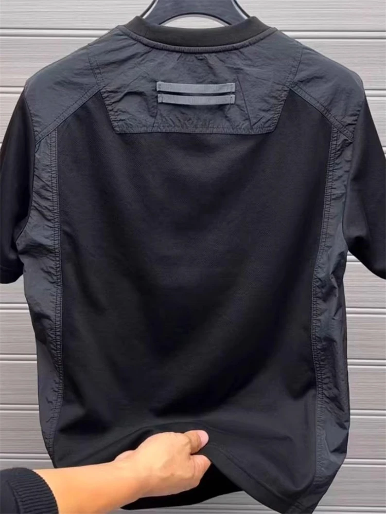 

High-End Qui-Dry Sport ort-Sve Men's T-irt 2025 New Summer Patchwork Loose Five-Sve Body irt Men's Sle