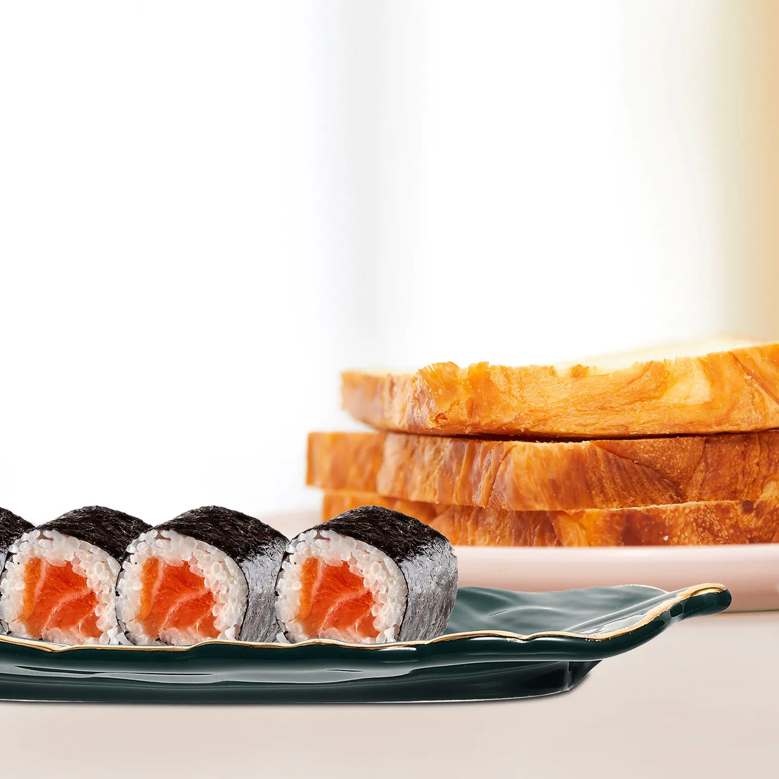 

1Pcs Dark Green Ceramic Dish Banana Leaf Snack Plate Steak Tray Perfect for Celebration, Marriage, Graduation