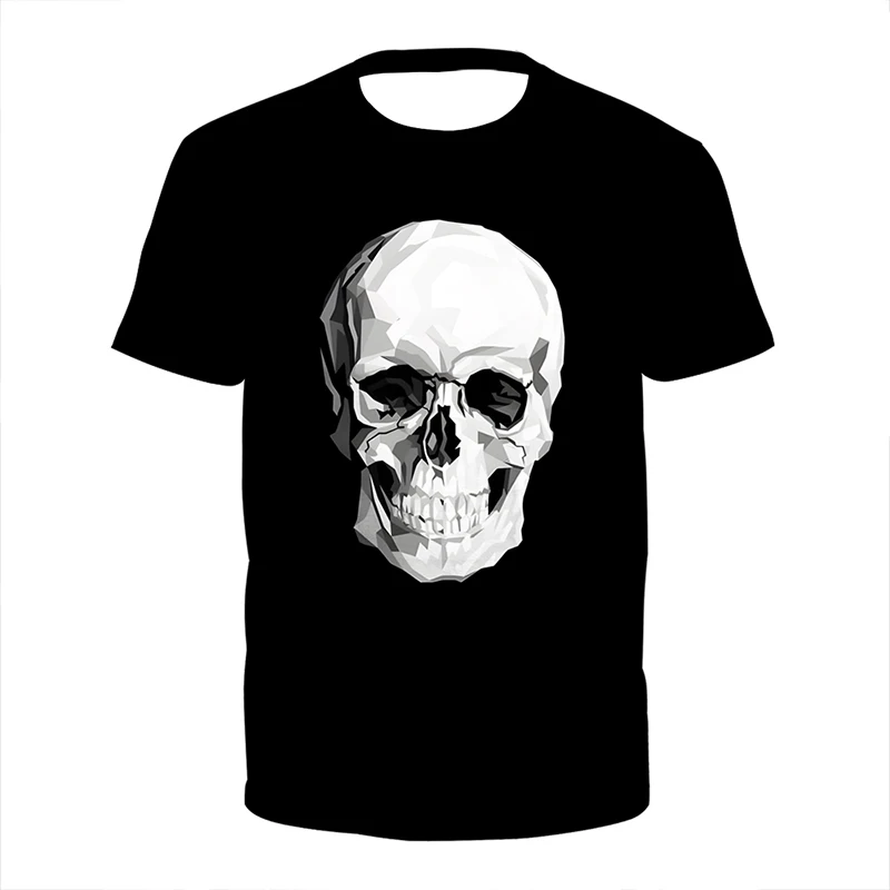 

Summer Retro Trend Skull Men T-shirt Personality Casual HD 3D Printed Pattern Tee Hip Hop Harajuku Round Neck Short Sleeve Tops