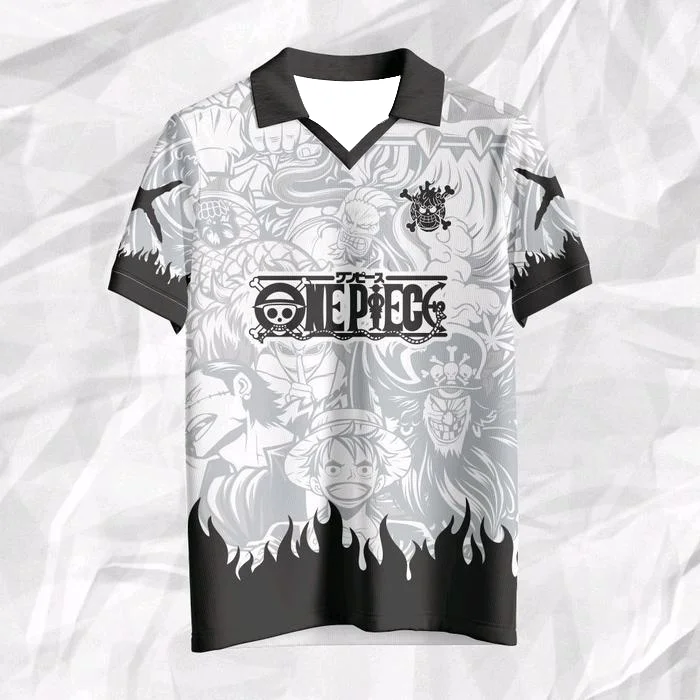 

Summer Fashion Jersey Vintage Oversize One Piece V-Neck Short Sleeve Tee Unisex Manga Printed Shirt Japanese Classic Anime Tee