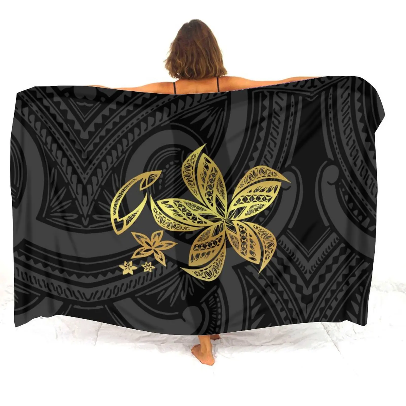 Samoa Women Beach Sarong Headscarf Polynesian Custom Print Design High-Quality Fabric Bikini Cover Up Island Sarong Sun Protecti