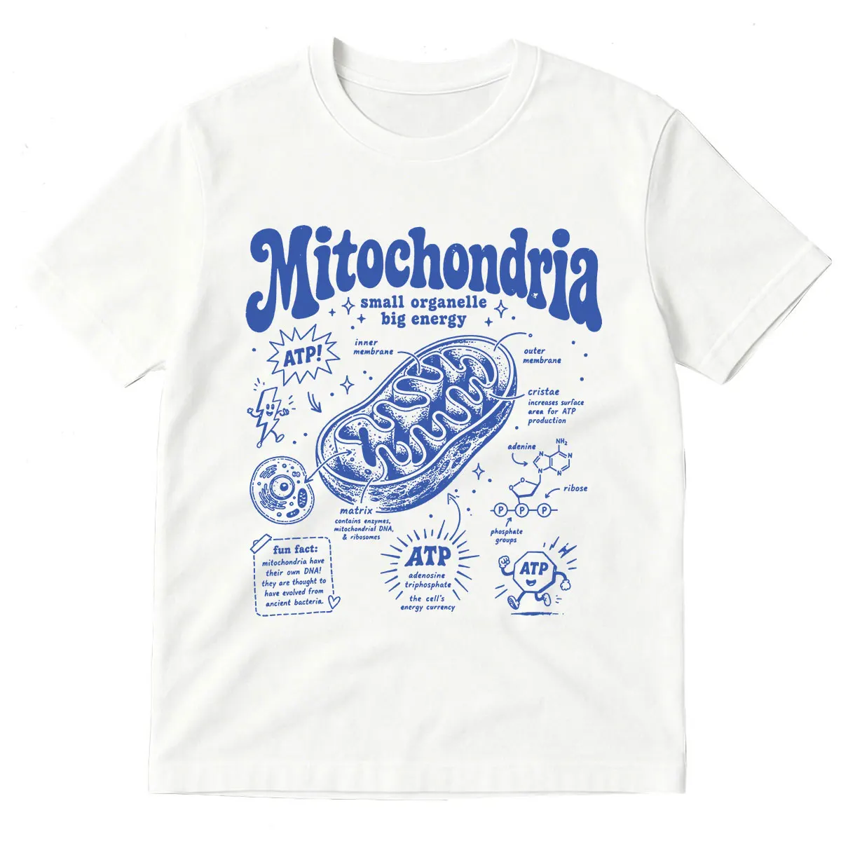 Mitochondrien Kleines Organelle-Großenergie-T-Shirt ATP Wissenschafts-T-Shirt Zellbiologie-Shirt Geschenk für Biologieliebhaber T-Shirts für Männer und Frauen – Detail 5