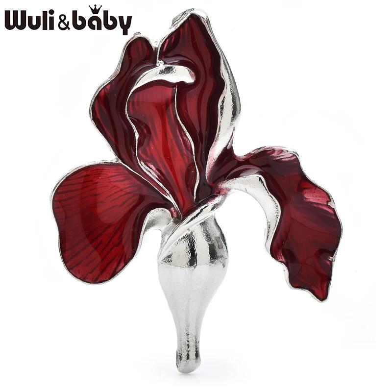 Wuli&baby Broches elegantes de flores de orquídeas esmaltadas para mujer, unisex, 3 colores, hermosas plantas, broches para ropa de oficina y fiesta, regalos
