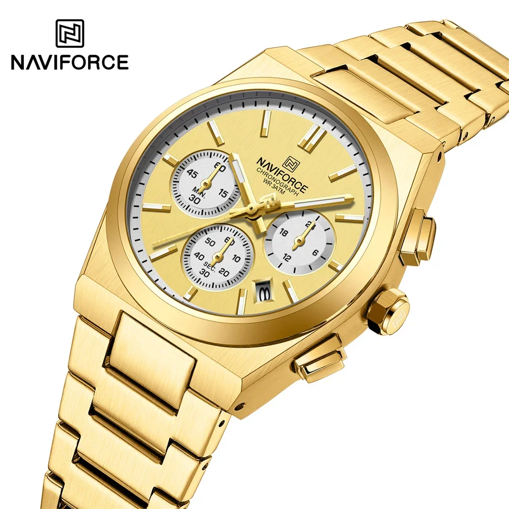 NAVIFORCE NF8048 Top Luxury Brand Women Watch Quartz Lady Wristwatch Chronograph Stainless Steel Bracelet Female Girl Clock Gift