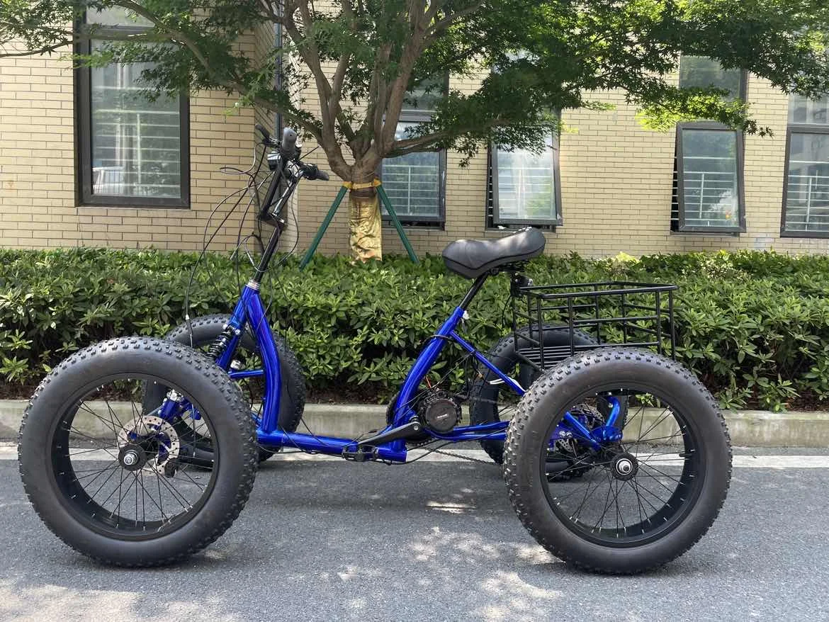 20 Inch 4 Wheel Fat Tire Bike Adult Quad Cruiser Mobility Scooter for Disablity Walking Aid Heavy Duty Mobility Scooter 300 Lbs