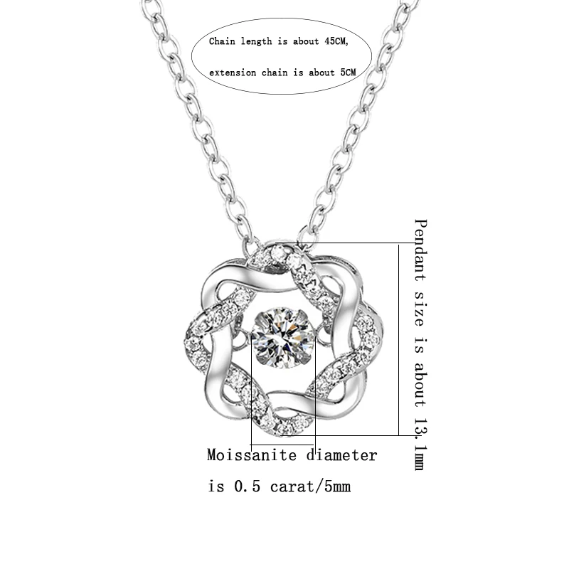 قلادة دلاية ذكية من الفضة المويسانيت S925 ، تصميم خفيف وفاخر ، هدية عيد الحب لصديقتك