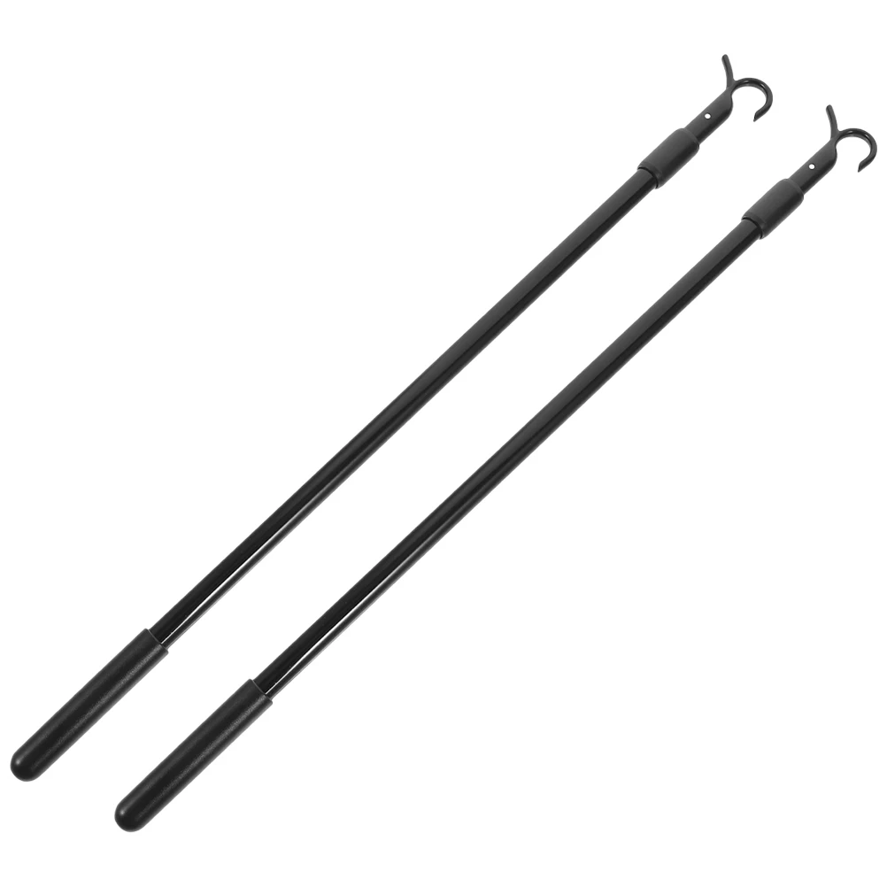

Telescopic Curtain Rod Heavy Duty Universal Drapery Pull Aluminum Alloy Black Long Sturdy Compression Resistant Handle