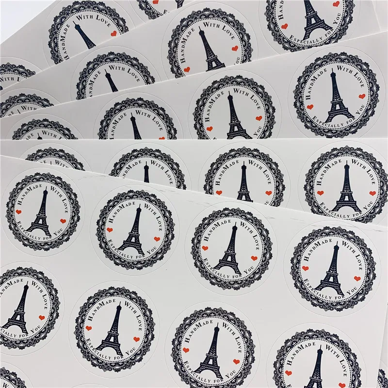 100pcs/lot tower design handmade with love Decorative Seal Sticker Label Gift Baking Sticker