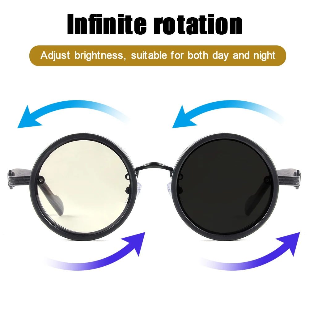 CRIXALIS 2 pezzi occhiali da sole polarizzati Steam Punk regolabili per uomo in pesca all'aperto luminosa ND1 ~ 9 paralume con regolazione manuale UV400