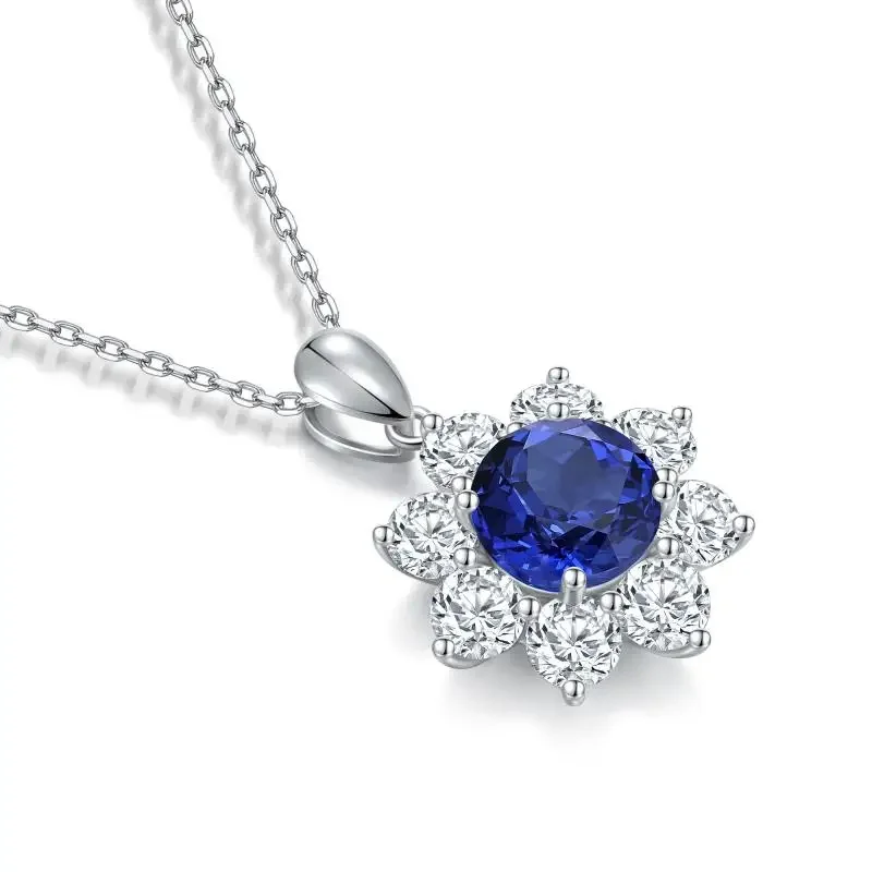 RUIF S925 Silver Necklace 3.984ct Lab Created Sapphire Fine Jewelry Women Christmas New Year Party Gifts