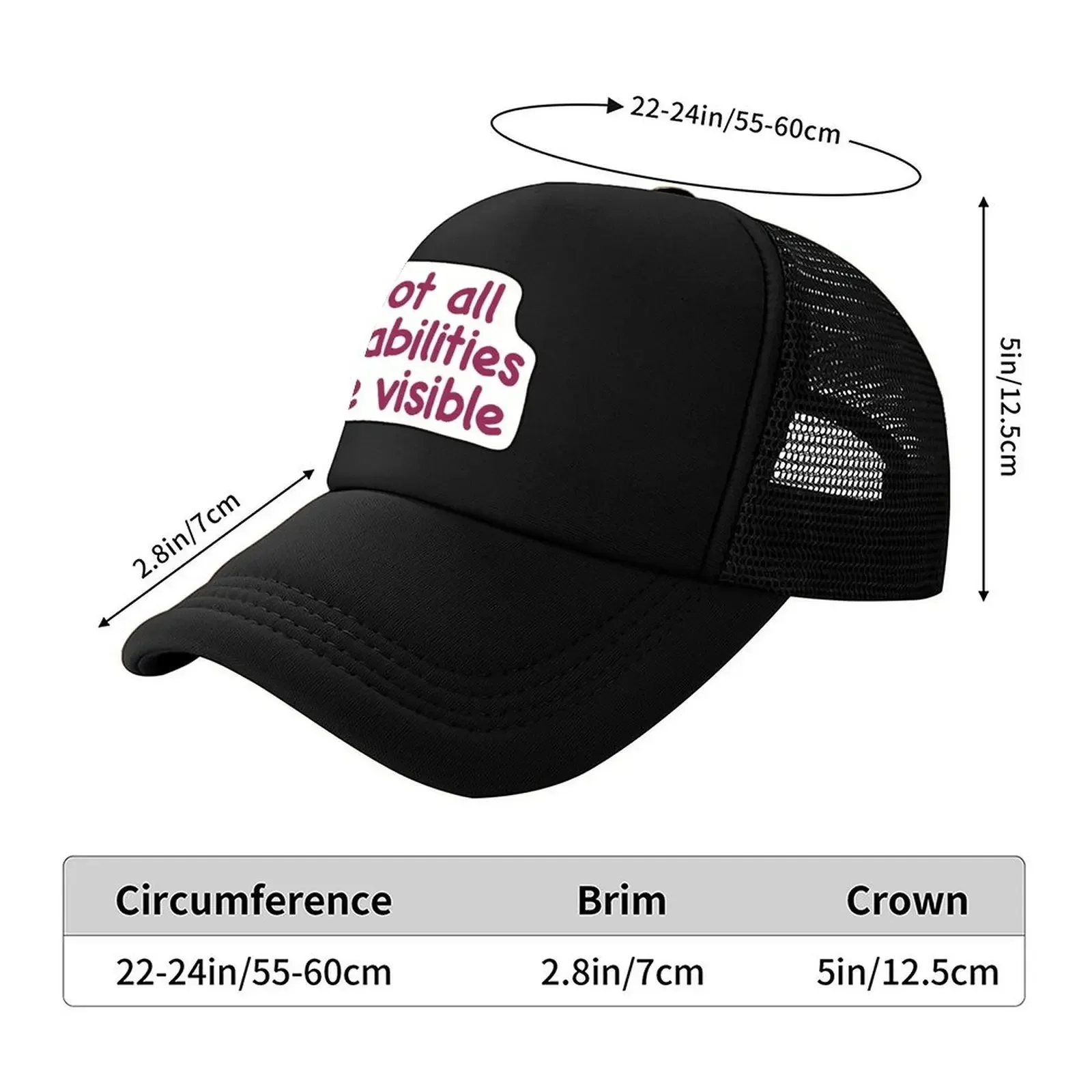 2026 Not all disabilities are visible Baseball Cap Mountaineering New In The Hat fishing hat Funny hats Men Hats Women's