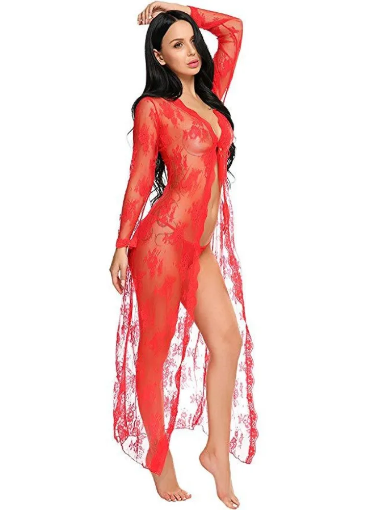 Sexy Nightgown Women Secret Lingerie Transparent Ball Gowns Babydoll Evening Erotic Coats Temptation Long Underwear Nightdress