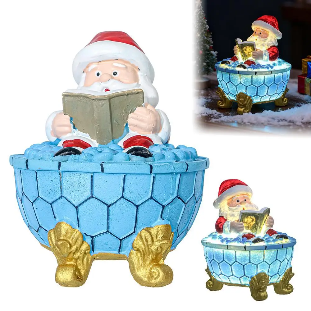 عيد الميلاد سانتا كلوز تمثال LED ليلة مصباح حوض الاستحمام القراءة الراتنج زخرفة للمنزل الجدول شجرة عيد الميلاد ملحقات للتزيين #1