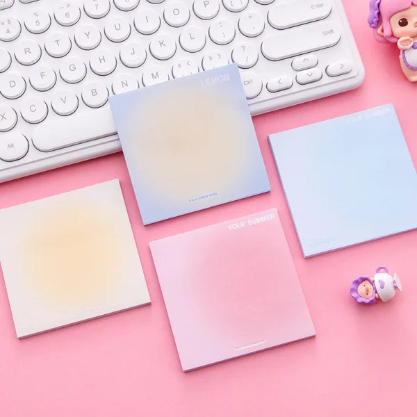 4Pcs Gradient Sticky Notes Set – Halo Ombre Design Memo Pads, Soft Color Aesthetic Gift for School, Office, Home