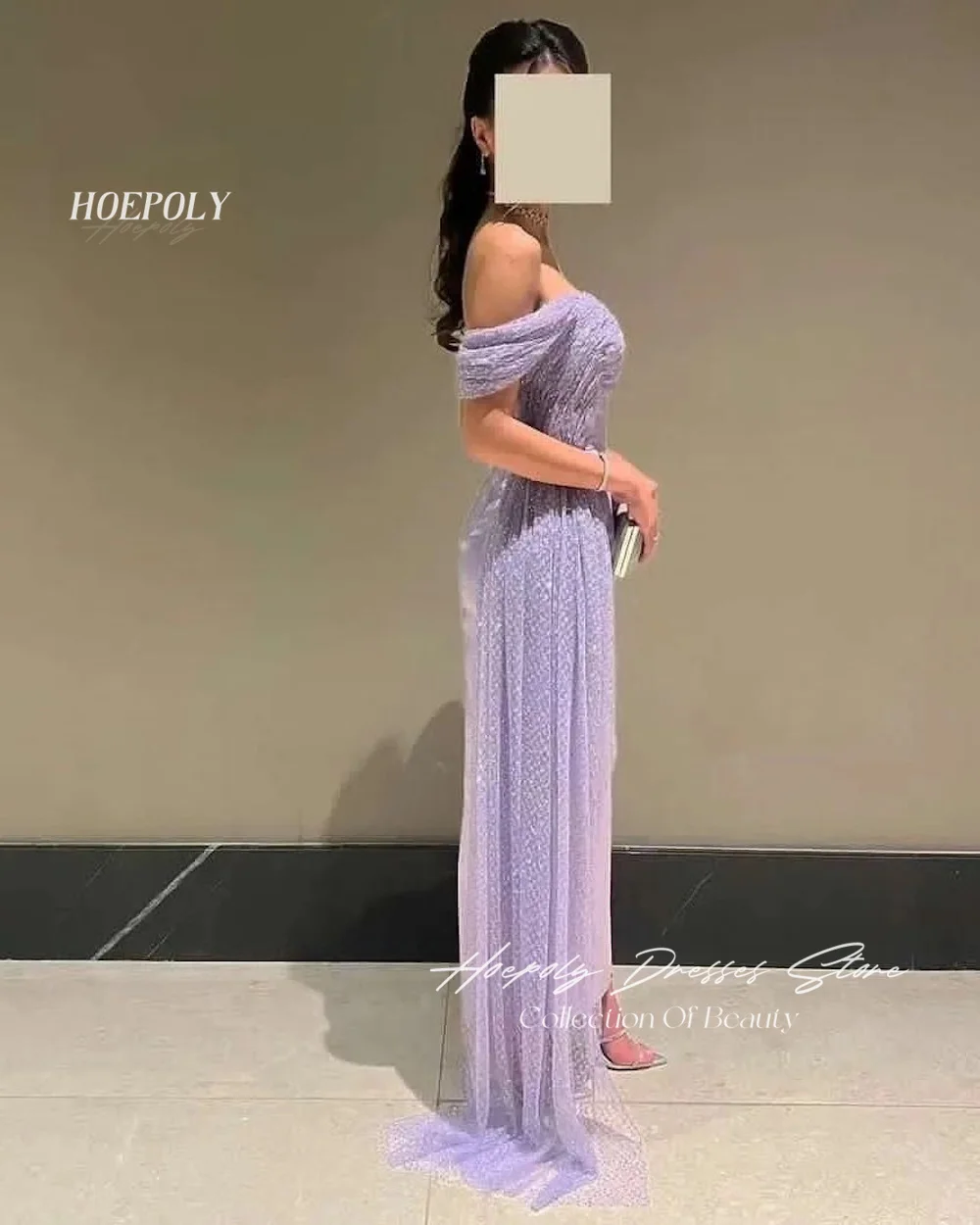 Hoepoly Satin Mermaid Strapless Lace Ruffle Arab Prom Gown Ankle-length Saudi Elegant Formal Evening Party Dress for Women 2023