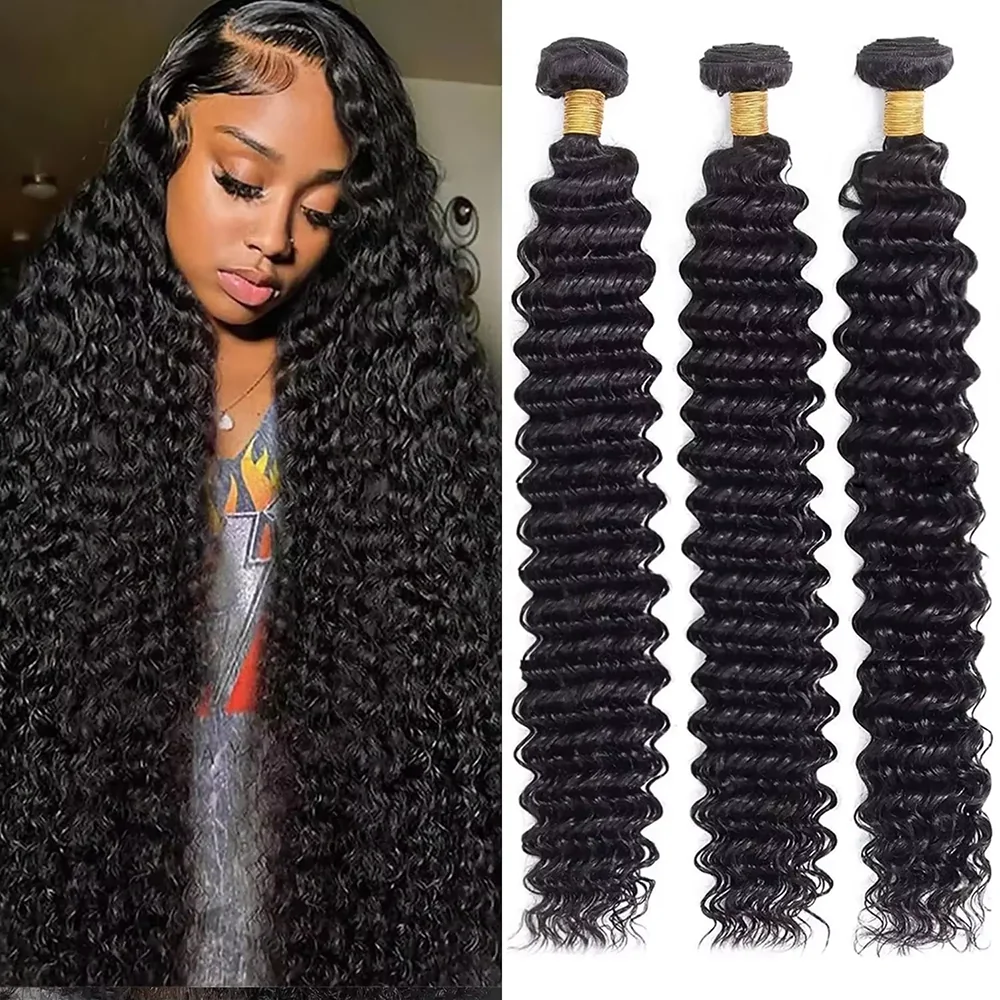 10-40 Inch Human Hair Extensions 100% Remy Deep Wave Hair Bundles Wet And Wavy Human Hair Bundles 3/4 Pcs Raw Hair Bundles
