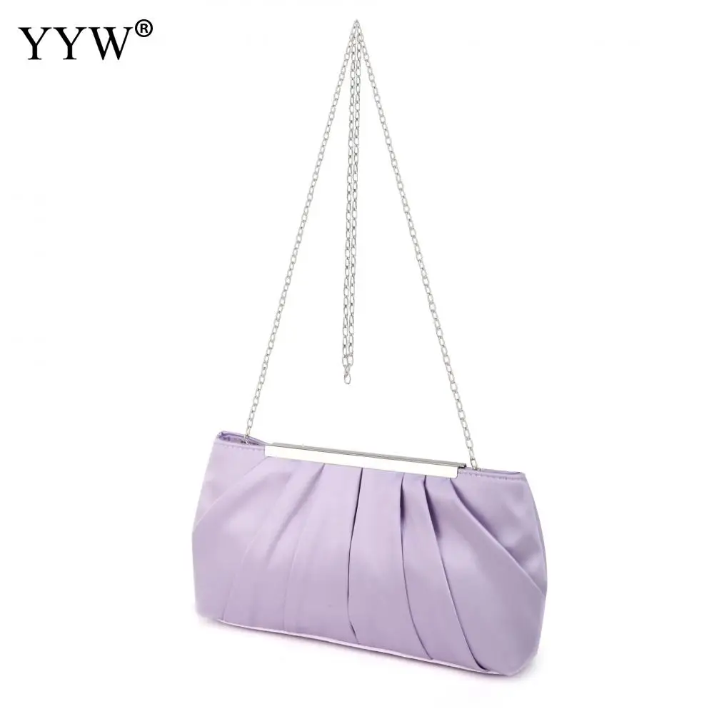 2023 New Women Banquet Handbags Elegant Purple Chain Pleated Evening Bags Wedding Purse Party Clutch Shoulder Crossbody Tote