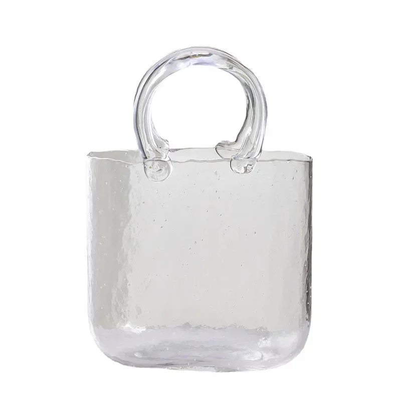 

Nordic ins style advanced sense bag glass vase designer Internet celebrity handbag hydroponic flower basket fish