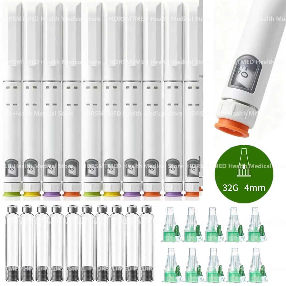Sterile Disposable Insulin Injection Pen Set 60U Adjustable Dose with 3ml Cartridges 32G 4mm Fine Tip for Growth Hormone -5-20PC