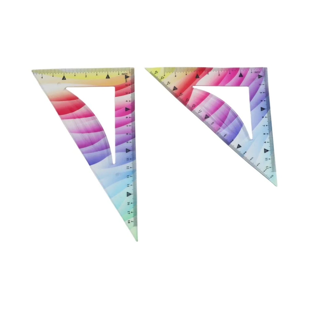 4 Piece Flexible Rulers Set with Triangle Rulers and Protractor for Geometry and Measurement Featuring Dual Scale Markings