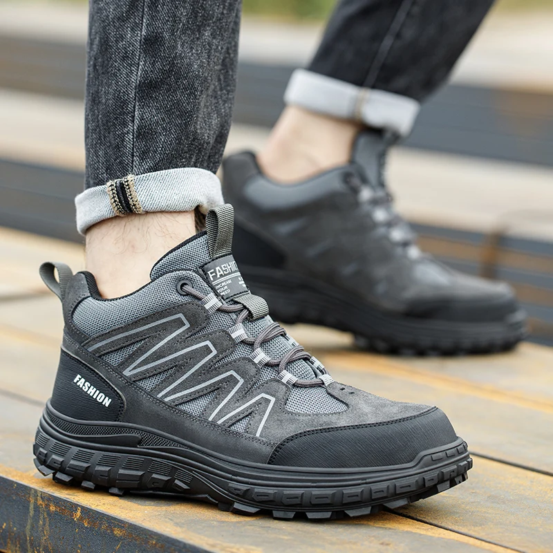 Zapatos de trabajo de seguridad para hombre, puntera de plástico con perforación antiapagado, botas de protección laboral informales aisladas para exteriores, calzado seguro