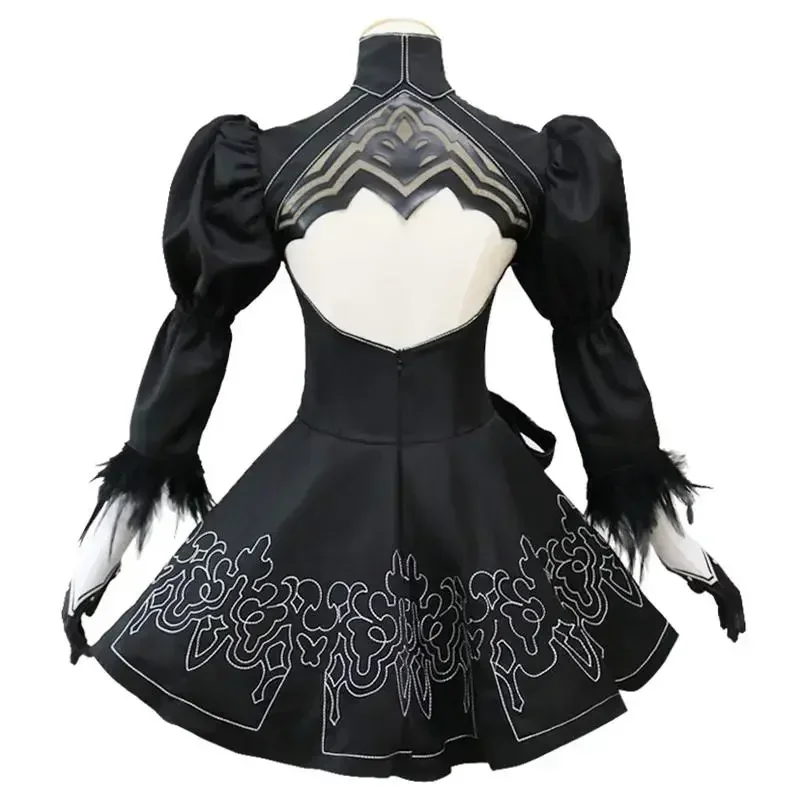 Nier Automaten Yorha 2B Cosplay Pak Anime Vrouwen Outfit Vermomming Kostuum Set Fancy Halloween Meisjes Party Zwarte Jurk