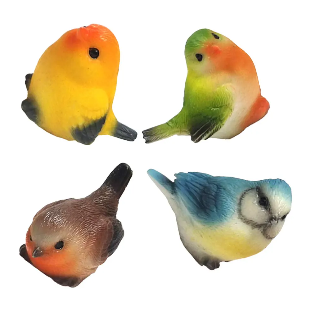 

4 Pcs Resin Bird Figurines Decorative Birds Miniature Figurines for Garden Desk Home Accessories Statues