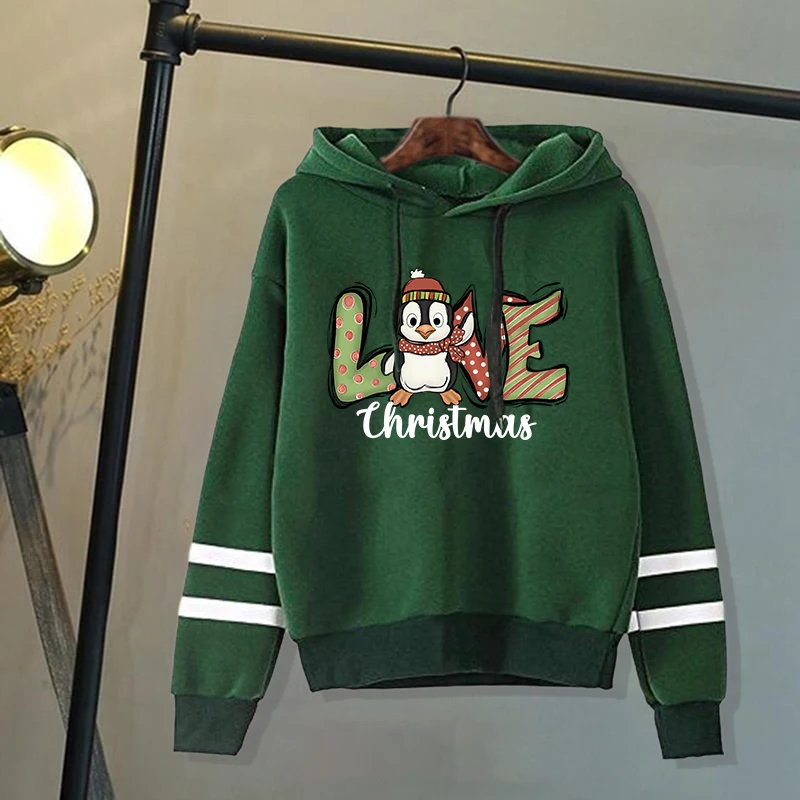 Homens e mulheres Pinguim de Natal Amor Hoodies De Impressão, Moletom Outono, Pulôver De Inverno, Moda Streetwear, Com Capuz, Novo