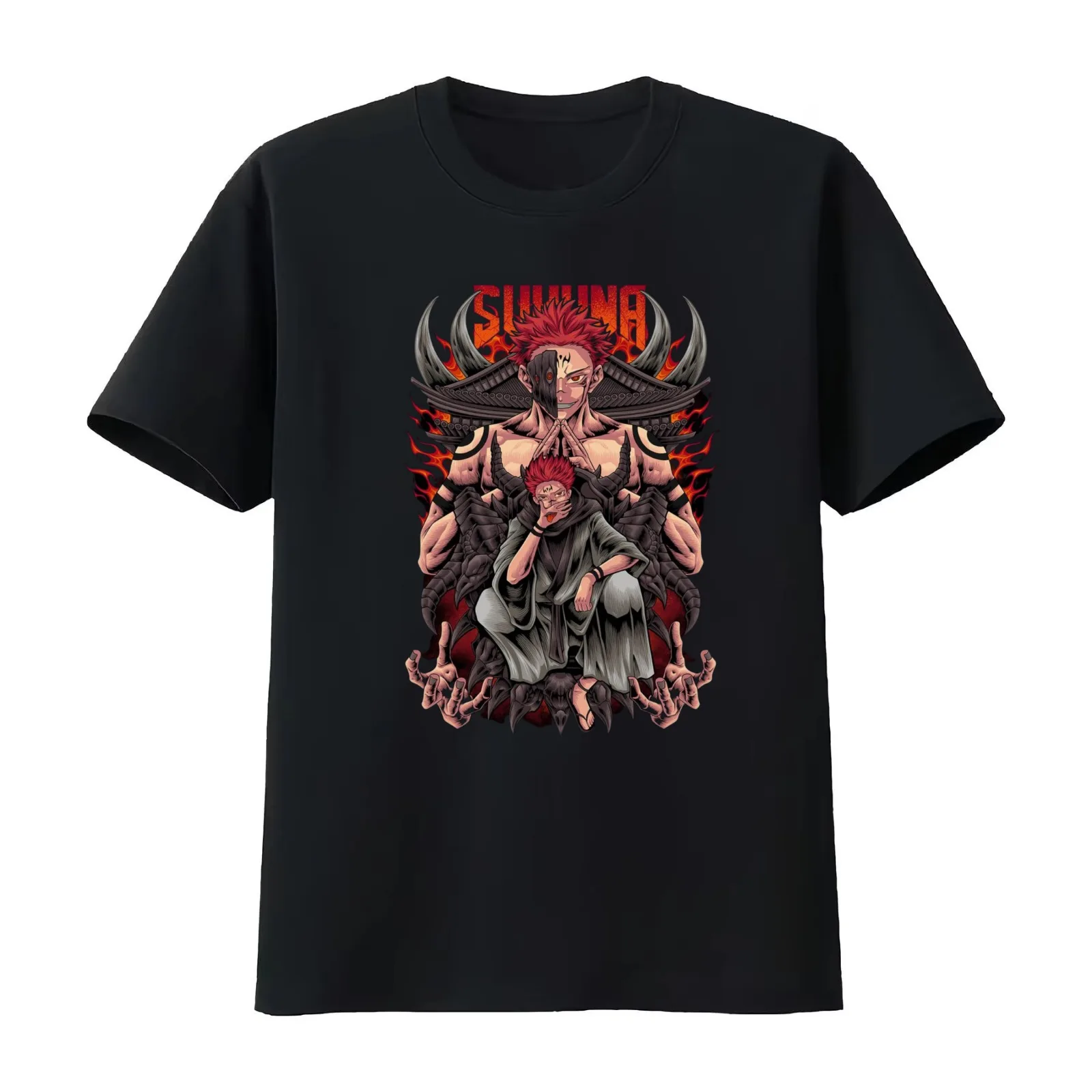 sakuna ryomen art T-Shirt Summer Casual Cotton Tee Oversized Streetwear Tops Vintage Graphic Print Loose Fit Short Sleeve