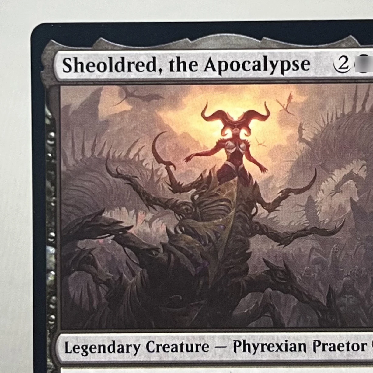 ONE ELD AFR MID HOLO12-I01 Tcg Proxy Magical Sheoldred, der Apocalypse Rhystic Study Vampiric Tutor Smothering Tithe Gathering