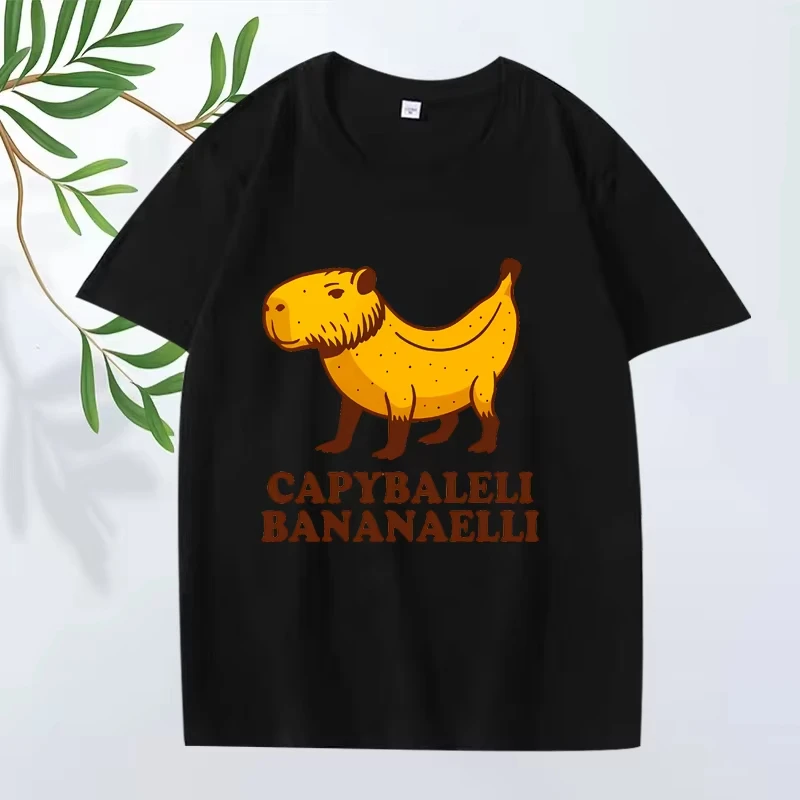 Camiseta casual femenina italiana brainrot banana capybara mee prendas de gran tamaño