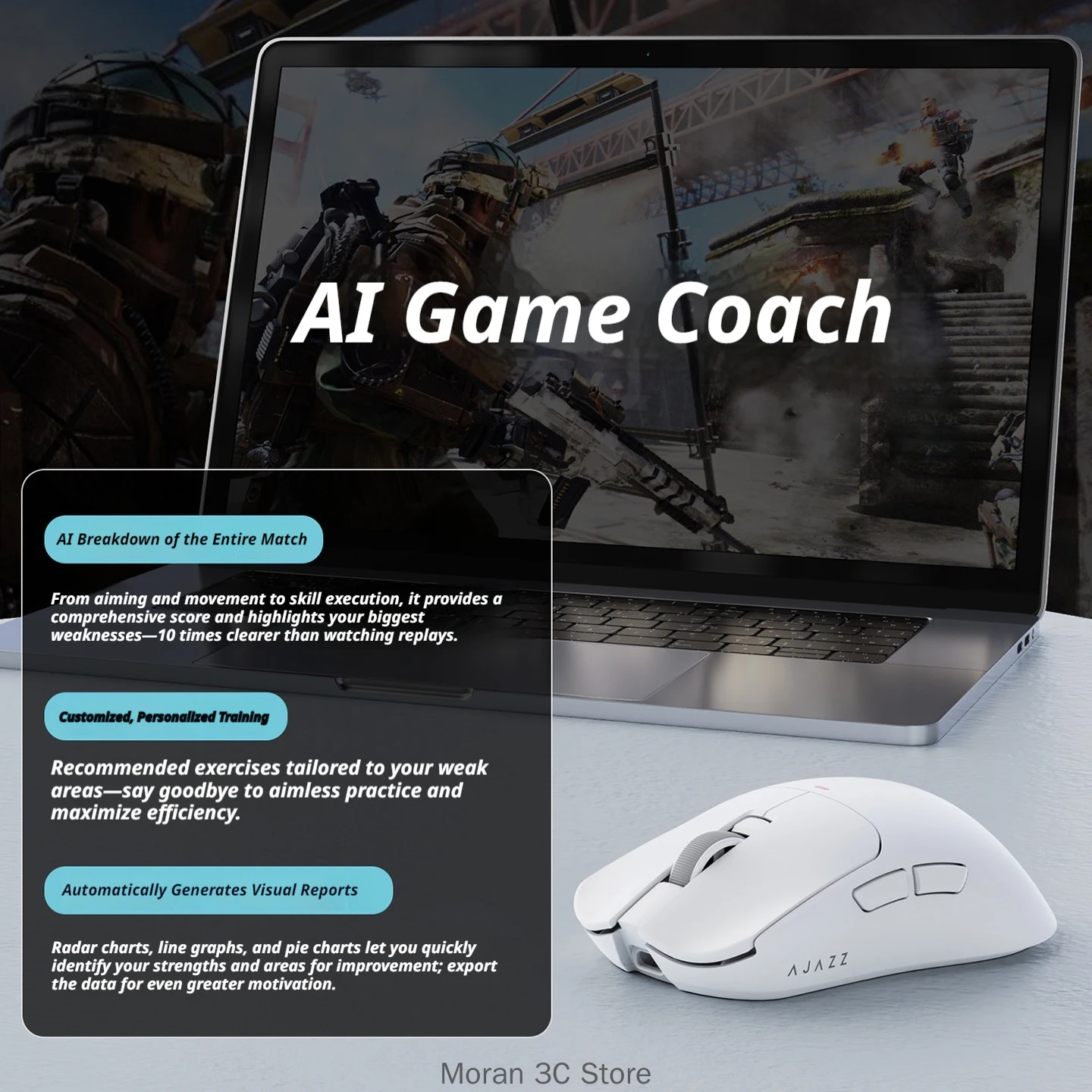 Ajazz AJ200 NL MC/PRO/ULTRA/MASTER AI Gaming Mouse Wireless Bluetooth Wired Tri Mode Voice Control Ergonomic For Laptop Office